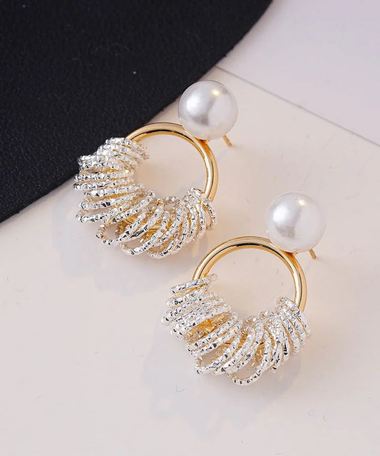Stylish Gold Copper Alloy Zircon Chain Stud Earrings
