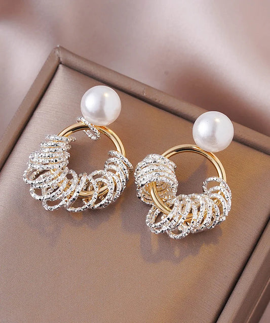 Stylish Gold Copper Alloy Zircon Chain Stud Earrings